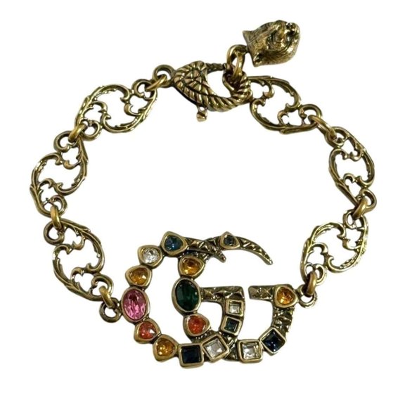 Pre-Owned Gucci Women's Double G Beaded Bracelet in Antique Gold