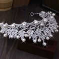 thumbnail image 3 of Shiny Faux Pearl Hollowed Rhinestone Inlaid Hair Crown Tiara Bride Wedding Decor, 3 of 6