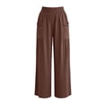 thumbnail image 3 of RUTAYY Women's Pants High Waist with Pocket Solid Color Casual Everyday Wear Breathable Loose Fit Vacation Playful Trousers, 3 of 7
