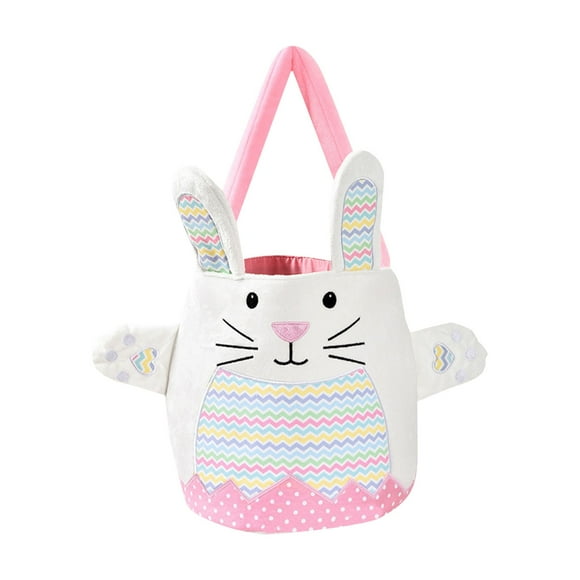 Panxico Home Textile Storage Basket Empty Bunny Cute Basket With Handles Eggs Basket Perfect For Candy Egg Small Gift Basket With Decorative Rabbit Pattern Pink