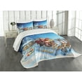 thumbnail image 2 of Ambesonne Christmas Quilted Bedspread Set 3 Pcs, Santa in Sleigh, Queen Size, Navy Blue, 2 of 4