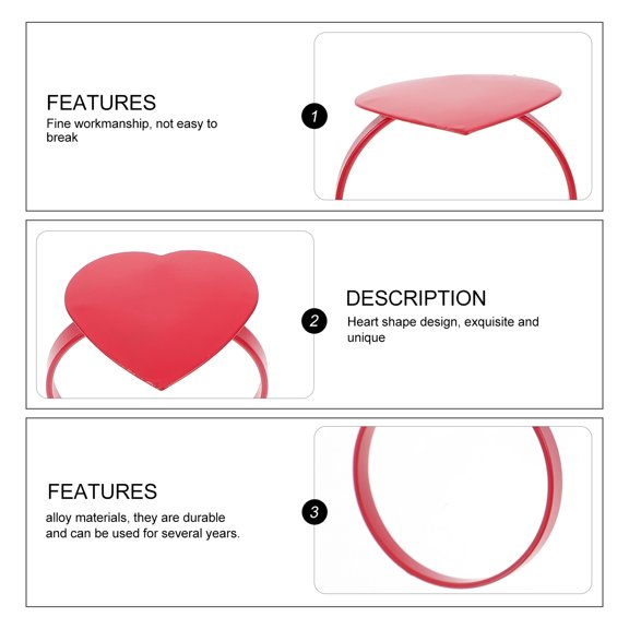 Stri 4pcs Heart Shaped Napkin Rings Alloy Dinner Napkin Buckles Restaurant Decor(Red)