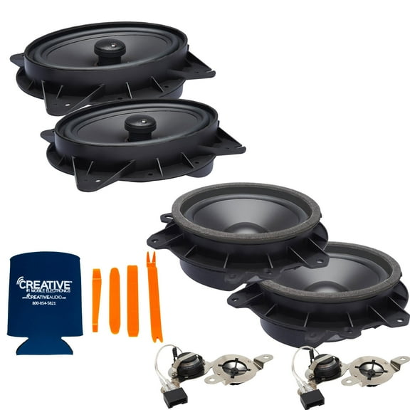 PowerBass OE Series Direct Replacement Speakers with Front Tweeters Compatible With Toyota Corolla 03-08