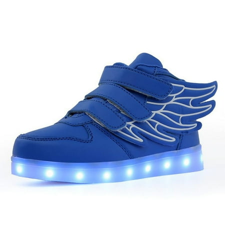 

LED Light Up Hi-Top Shoes with Wing USB Rechargeable Flashing Sneakers for Toddlers Kids Boys Girls