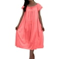 thumbnail image 2 of Munlar Nightgowns for Womens Short Sleeve Summer Ice Silk Sleepwear Below-the-Knee Crew Neck Orange Sleep Dresses Free Size, 2 of 6