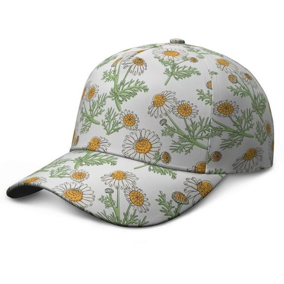 Retro Daisy Bloom Dad Hat – Boho Floral Baseball Cap with Sunny Yellow Artwork, Adjustable and Lightweight Wash Cap