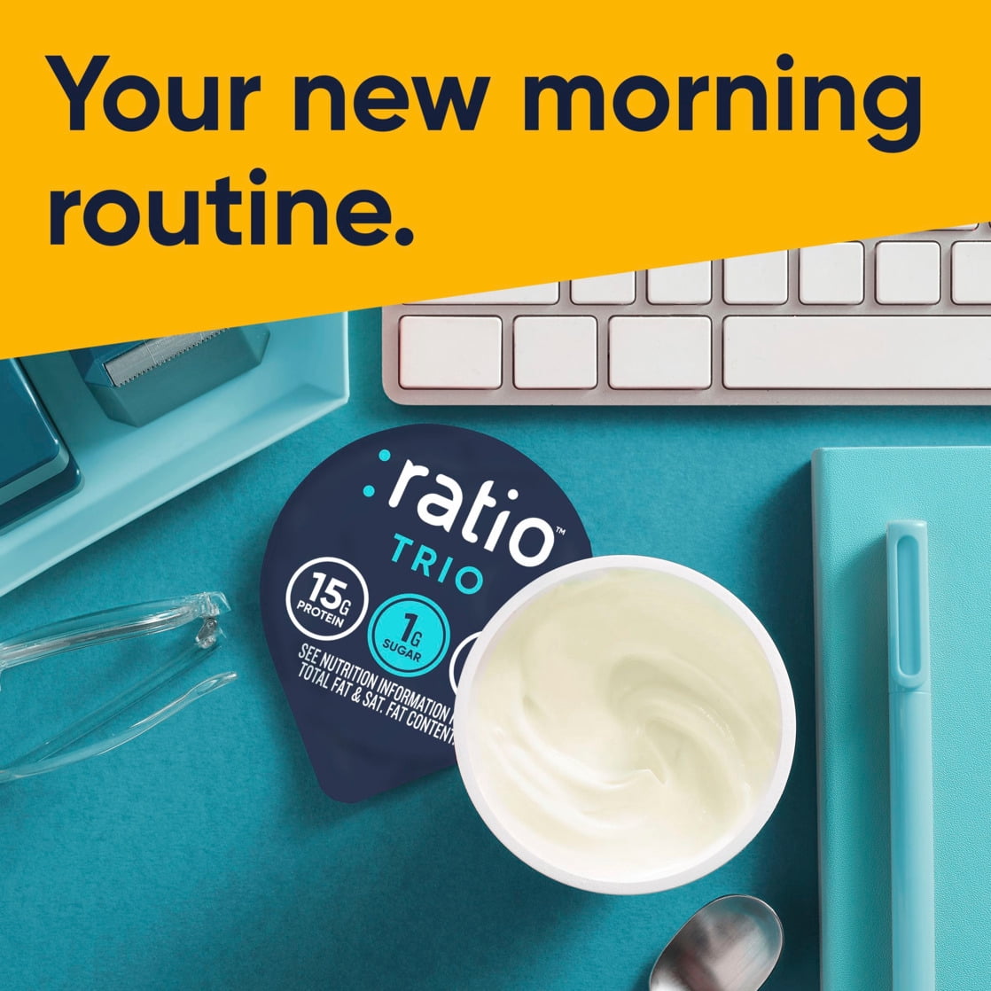 Ratio Trio Yogurt Cultured Dairy Snack, Coconut, 1g Sugar, Keto Yogurt Alternative, 4 Cups