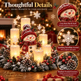 thumbnail image 7 of Snowman Christmas Lighted Centerpiece with Flameless Candle Glow, Christmas Decoration with Frosted Greenery, Red Berries & Pinecones, Perfect for Home Tabletop & Holiday Gift, 10.6" x 11.8", 7 of 7