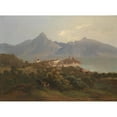 thumbnail image 2 of Theodor Freiherr von Ehrmanns 24x19 Black Ornate Framed Double Matted Museum Art Print Titled: View of Traunkirchen (1871), 2 of 5