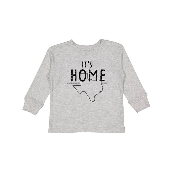 Inktastic Its Home- State of Texas Outline Distressed Text Boys or Girls Long Sleeve Toddler T-Shirt