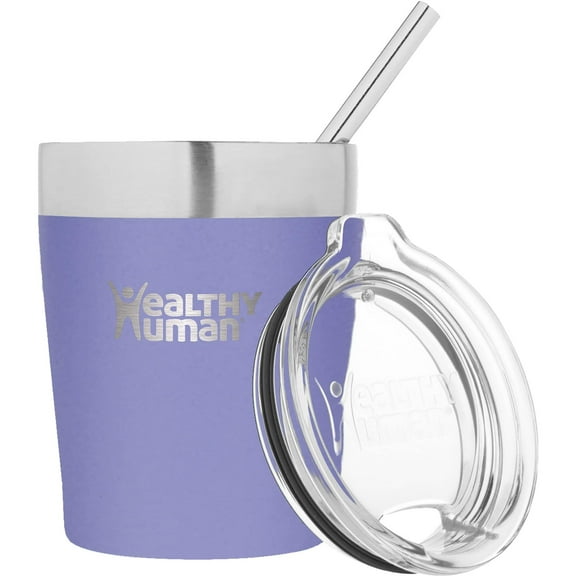 Healthy Human Stainless Steel Tumbler with Straw (12oz, Lilac)