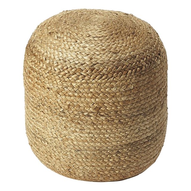 Beaumont Lane Comfort Seating 19" Modern Jute Fabric Pouffe in Brown