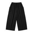 thumbnail image 2 of JUSLIO Women Pants Linen Pleated Loose Casual Drawstring Stretchy with Pockets Straight Pants, 2 of 5