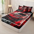 thumbnail image 2 of Castle Fairy Graffiti Red Sports Car Zipper Full Size Comforter Sets with Fitted Sheet and 2 Pillowcases,Splatter Print Zipper Bedding Set for Bedroom,Red Black,4pcs,Black Reversible, 2 of 6