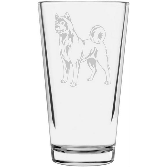 Akita American Dog Themed Etched All Purpose 16oz Libbey Pint Glass