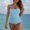 Blue, variant on HAPIMO Women's Swimsuit Tankini Tummy Control Bathing Suits Two Piece Full Coverage Swim Suits and High Waisted Bottom Summer Beachwear with Chest Pad Army Green L