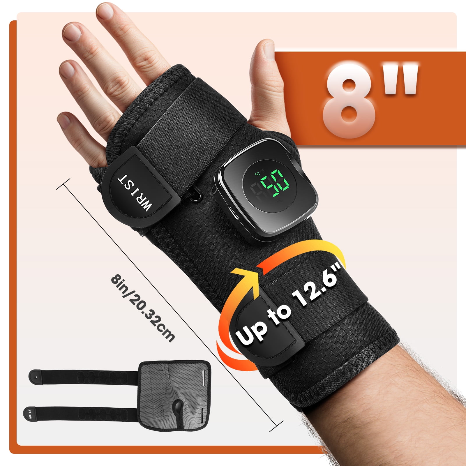 Wrist Heating Pad Wrap, Heated Wrist Brace, Cordless Heating Wrist Wrap , Hand Heating Pad,3 Heat Levels, Carpal Tunnel Relax, Gifts for Family, Travel,Left Hand,Black