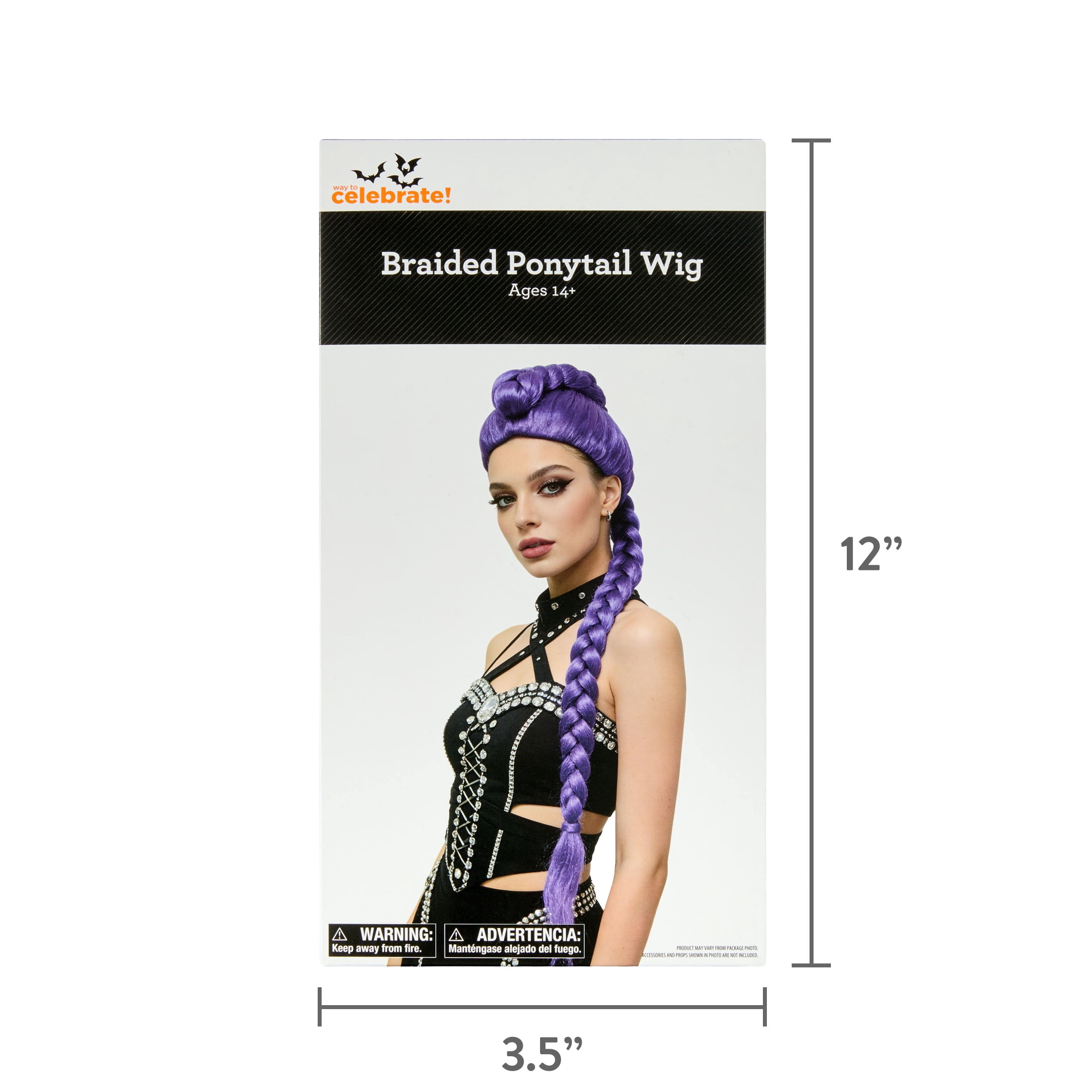 Braided Ponytail Wig Costume Accessory for Adults, Purple, Halloween by Way To Celebrate