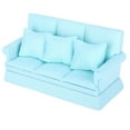 thumbnail image 2 of M Buder 1:12 Doll House Mini Sofa with 3pcs Pillow Living Room Furniture Wooden Decoration Accessories, Blue (5.9 inches / 15 cm), 2 of 9