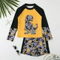 thumbnail image 2 of Kids Swimsuit Boys Two Pieces Dinosaur Print Swimsuit Toddler Rash Guard and Trunk ,160,Orange, 2 of 5