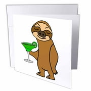 Cute Funny Sloth Drinking Margarita Cartoon 1 Greeting Card with envelope gc-273499-5