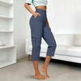 thumbnail image 4 of Capris pour Femmes, Yigetop Pantalons Cargo Décontractés pour Femmes, Pantalons de Randonnée, Voyage d'Été, Extérieur, Décontracté, Ample, Confortable, Pantalons Courts Cargo pour Femmes, Marine m, 4 of 5