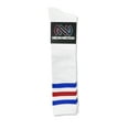 thumbnail image 5 of Neon Nation Unisex Adult White Knee High Socks with Various Colored Stripes (Blue and Red Stripes), 5 of 5