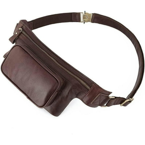 Genuine Leather Mens Mobile Phone Bag Waist Bag, Vintage Genuine Leather Leather Sports Waist Bag