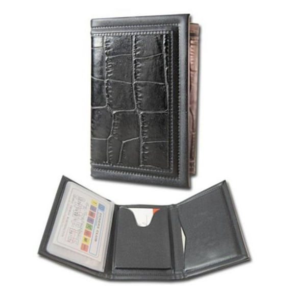 Men-s Billfold Classic Black Crocodile Print three fold