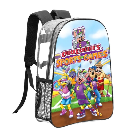 Clear Backpack for Chuck E Cheese Heavy Duty for School Work Women Men Bookbag Transparent backpack Stadium Approved See Through Backpack