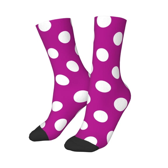 Uemuo Purlpe And White Polka Dot Printed Kids Boys Socks Seamless Crew Socks Crazy Funny Athletic Sport Socks for Children