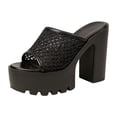 thumbnail image 6 of Rokment Mesh Platform Chunky Block High Heels Dress Slip on Sandals for Women Trendy Casual Breathable Heeled Slides Dressy Pumps Summer Shoes Black Size 7.5, 6 of 7