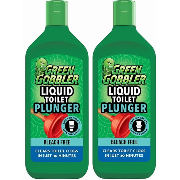 Desatascador líquido para inodoro Green Gobbler, sin cloro, paquete de 2