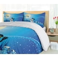 thumbnail image 5 of Ambesonne Christmas Duvet Cover Sets, Snowy Land Pines Moon, 2-Queen, Blue Eggshell White, 5 of 6