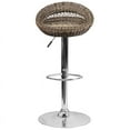 thumbnail image 5 of Wicker Rounded Back Adjustable Height Barstool with Chrome Base, 5 of 5