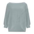 thumbnail image 2 of Womens Baggy Sweatshirts Crewneck Crossover Knitted Tops Plus Size Loose Batwing Half Sleeve Sweater Cover Ups (3XL, Navy), 2 of 6