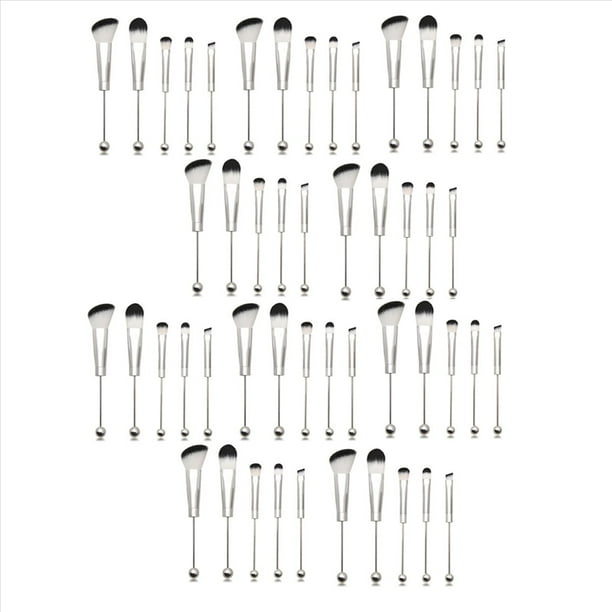 50X Brochas de Maquillaje con Cuentas, Cuentas de Silicona, Brochas CosméTicas de Maquillaje DIY, Kit de Brochas con Cuentas para Bricolaje