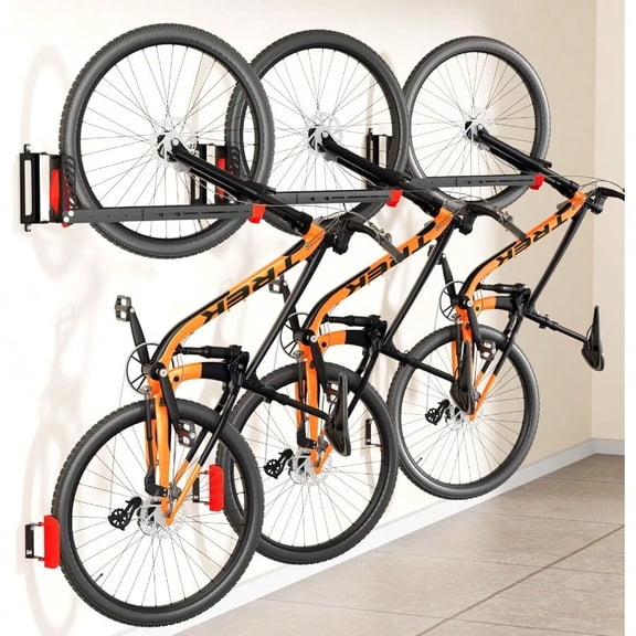 3Pack Swivel Bike Rack Wall Mount Bike Hangers For Garage SpaceSaving Vertical Bike Holder Holds Up To 77 Lbs Bicycle Wall Hanger Storage No Heavy Lifting Required Indoor Hanging Bike RackRed