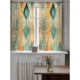 thumbnail image 4 of Orange Teal Red Curtains 54 Inch Length, Sheer Curtains for Bedroom Living Room Window Boho Ethnic Abstract Splashing Art Rod Pocket Voile Drapes Kitchen Curtains Small Half Window 52"x54" 2 Panels, 4 of 7