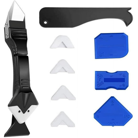 11 Pcs Caulking Tools, 3 in 1 Caulking Finishing Tool Kit (stainless steelhead) Silicone Sealant