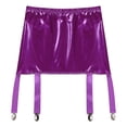 thumbnail image 4 of TiaoBug Jupe Crayon Taille Haute en Cuir PVC pour Femmes Porte-Jarretelles pour Bas Rave Club Violet TTG, 4 of 6