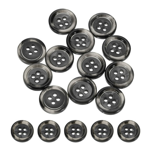 Uxcell 12pcs Sewing Button 15mm (0.59") 4 Holes Resin Round Buttons, Black-grey