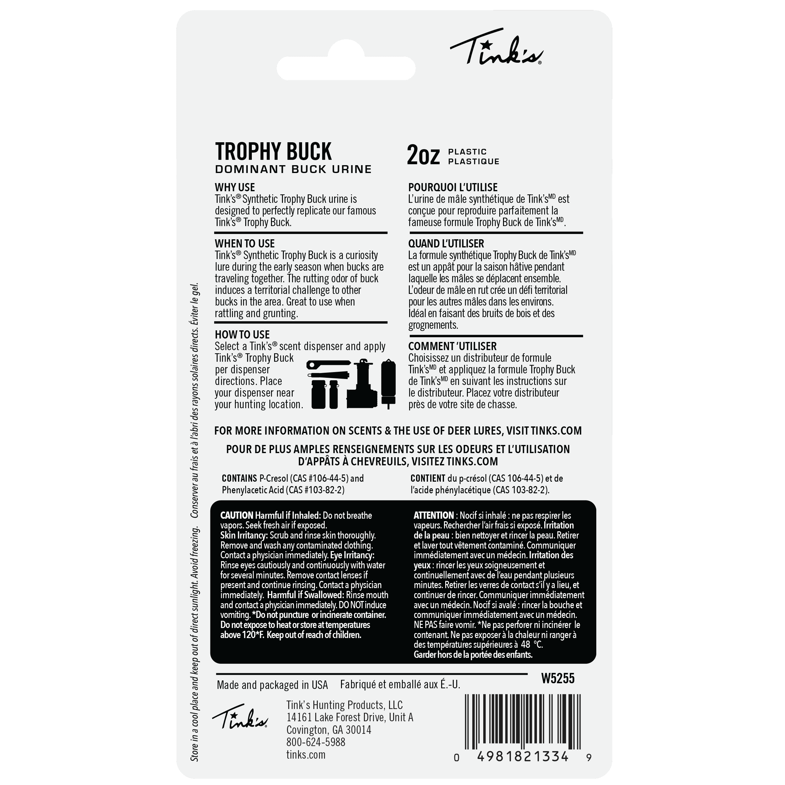 Tink's Trophy Buck Synthetic Dominant Buck Urine 2 oz. Bottle - Deer Lure