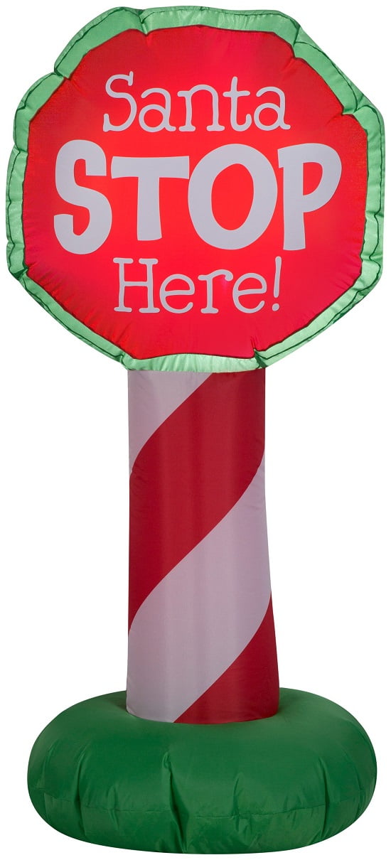Gemmy Santa Stop Here Inflatable Airblown 3.5 ft Tall Christmas Sign