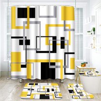 Geometric Pink Bathroom Set with Shower Curtain and Rug and Accessories, Black and Gray Shower Curtain Set, Pink Abstract Luxury Shower Curtain for Bathroom,Modern Bathroom Decor 4 Pcs