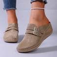 thumbnail image 3 of Pandaie Wedge Clogs for Women Comfortable Closed Toe Slip on Mules Arch Support Orthopedic Slippers Backless Walking Slides Sandals Khaki Size 9.5, 3 of 9