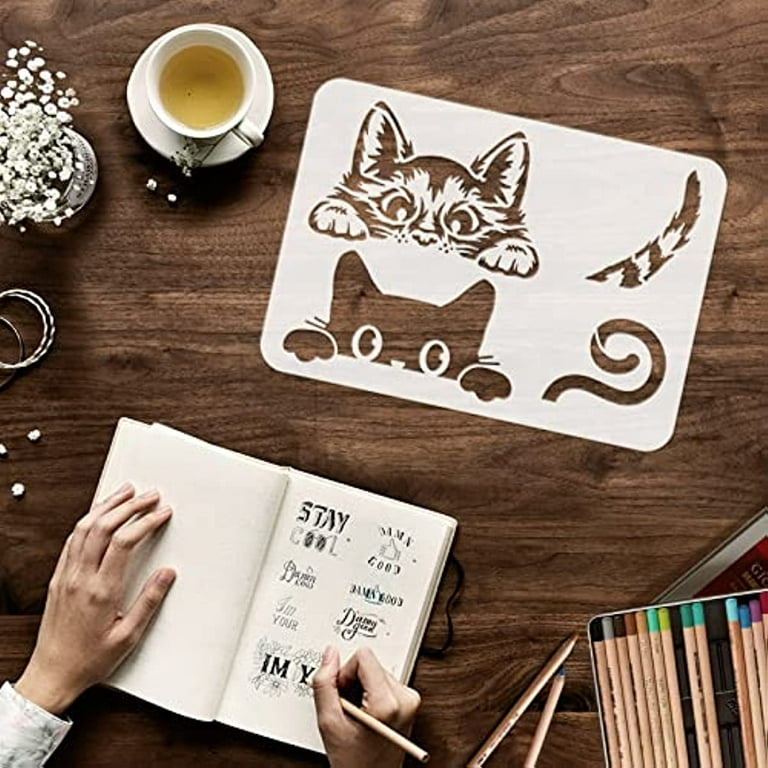MWOOT 9 Pcs Cute Animals Painting Stencils,Lovely Drawing Templates For
