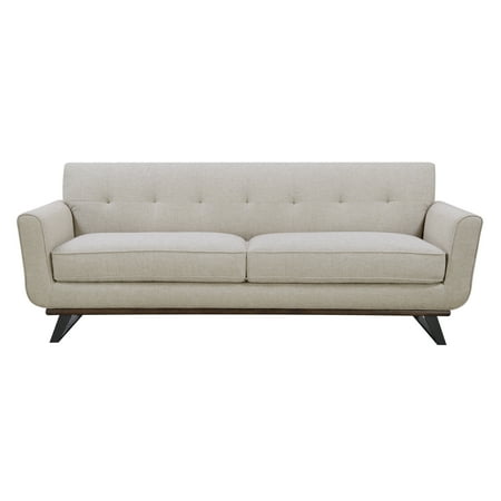 On Tufted Wood Metal Base Beige Sofa