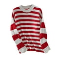 thumbnail image 1 of LOVZFMLL Sweaters for Women, Acrylic Crew Neck Ribbed Pullover Striped Casual Basic Loose Long Sleeve Tops Warm Fall Winter Clothes, 1 of 3