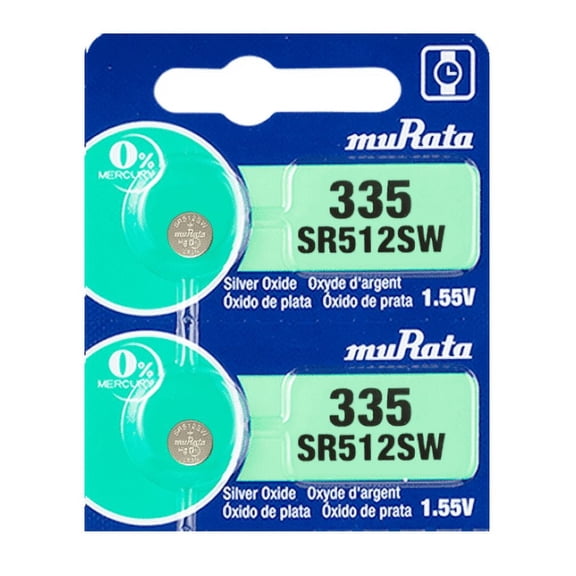Murata 335 Battery 1.55V Silver Oxide Watch Button Cell (2 Batteries)